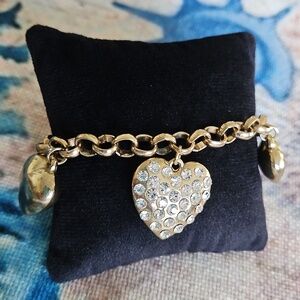 Vintage Rolo Chain Heart Charm Bracelet